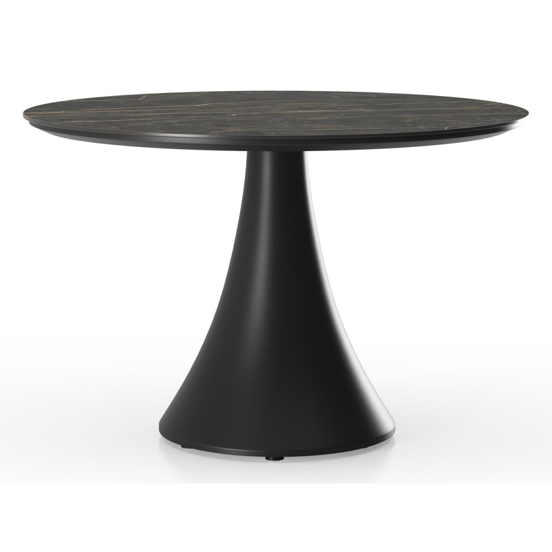 Fano low dining loungetafel in zwart aluminium en volkeramiek black obsession - Dia. 85 x H 55 cm
