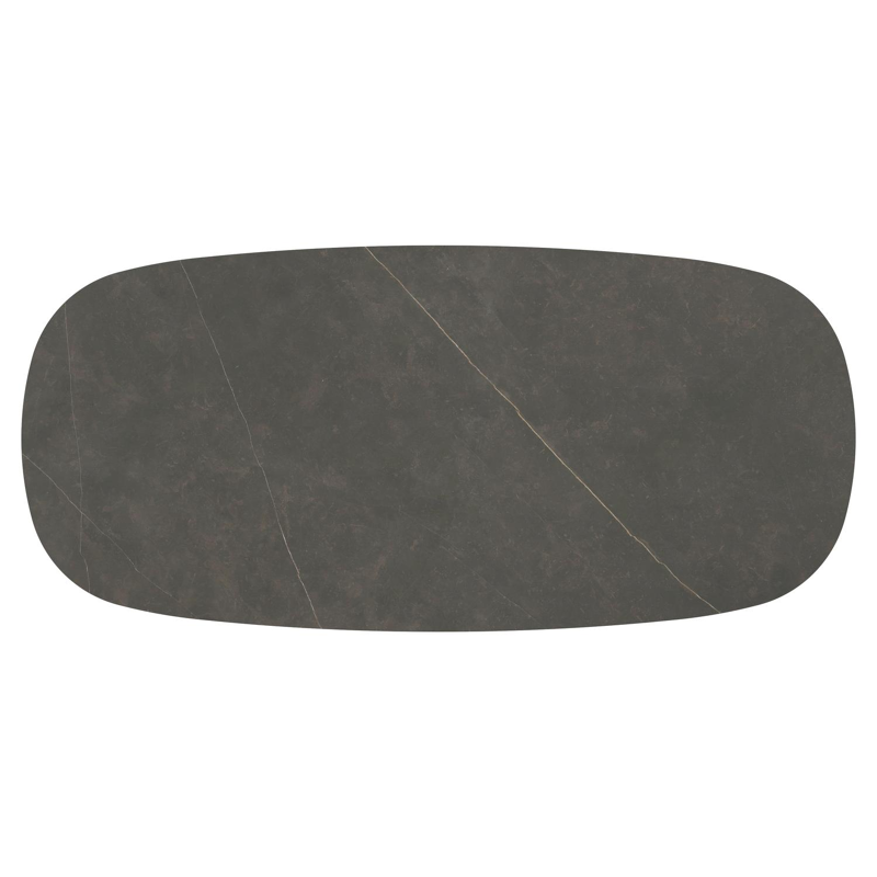 Table de jardin Amico bombo en aluminium beige et céramique pleine Calatorao - Lg. 270 x Lrg. 125 x Haut. 73.5 cm