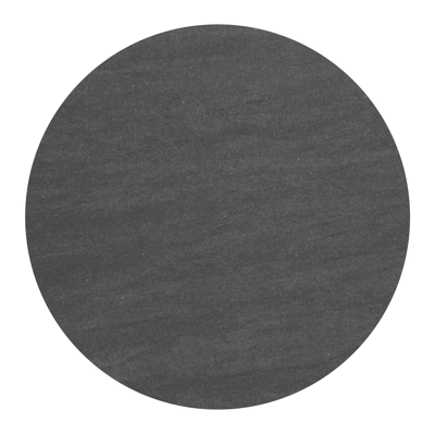 Fano low dining loungetafel rond in beige aluminium en volkeramiek Basalt Black - Dia. 85 x H 55 cm