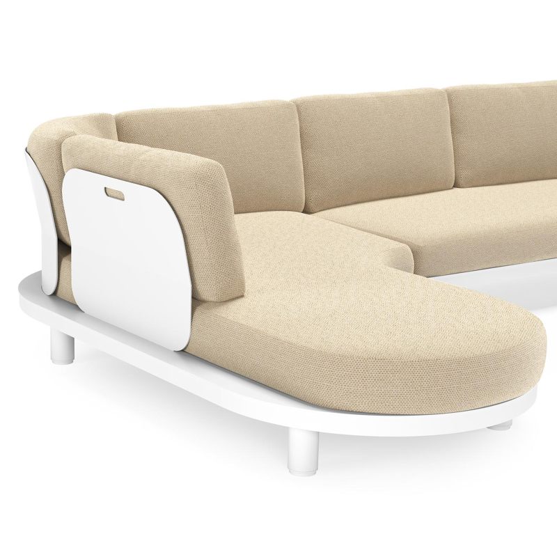 Donato loungehoek in wit aluminium met all weather cosytica Althea Camel kussen