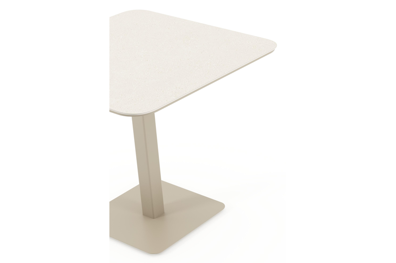 Table de jardin Fano inclinable carré arrondi en aluminium beige et céramique pleine beige - Lg. 85 x Lrg. 85 x Haut. 73 cm