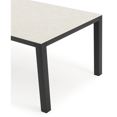Como tuintafel in zwart aluminium en volkeramiek shilin - L 200 x B 100 x H 75 cm