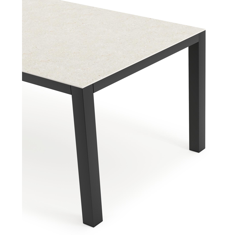 Como tuintafel in zwart aluminium en volkeramiek shilin - L 200 x B 100 x H 75 cm