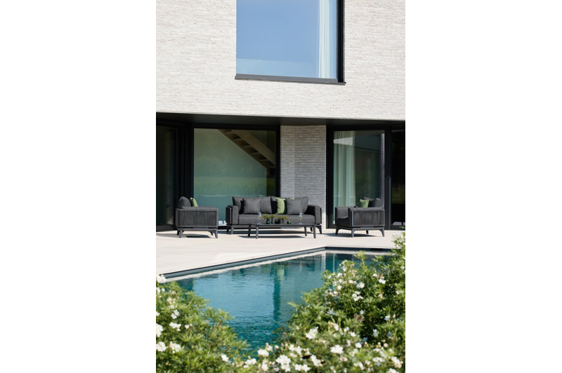 Mosa loungetafel in zwart aluminium - L 140 x B 85 x H 30 cm