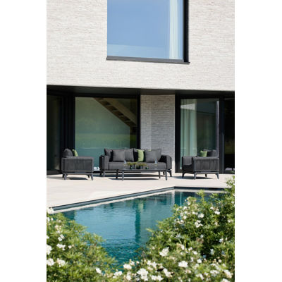 Table basse Mosa en aluminium noir - Lg 140 x larg. 85 x H 30 cm