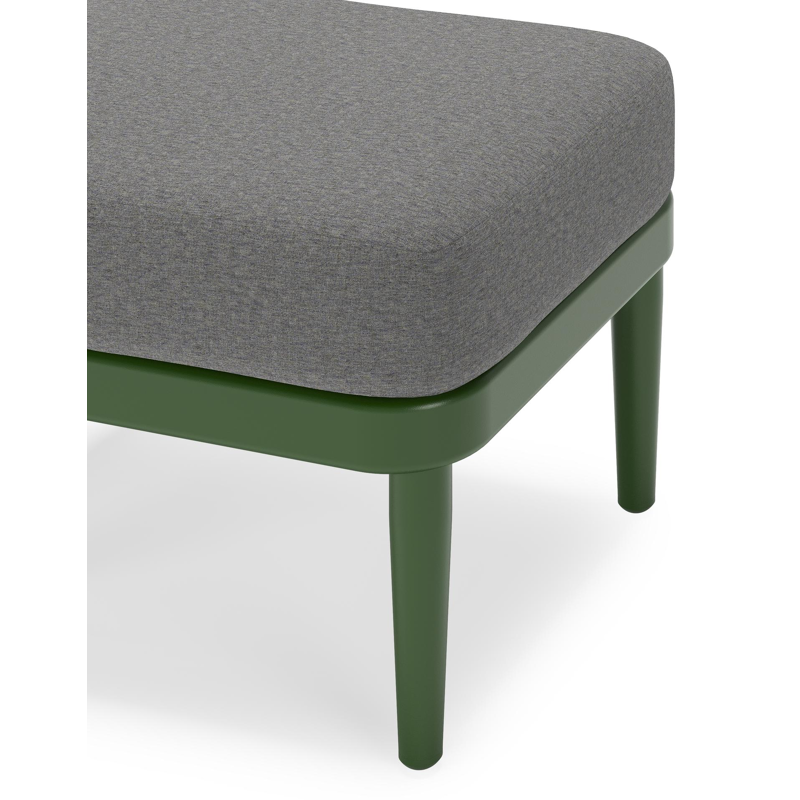 Orso poef in groen aluminium met Heritage Slate all weather sunbrella® luxe kussen