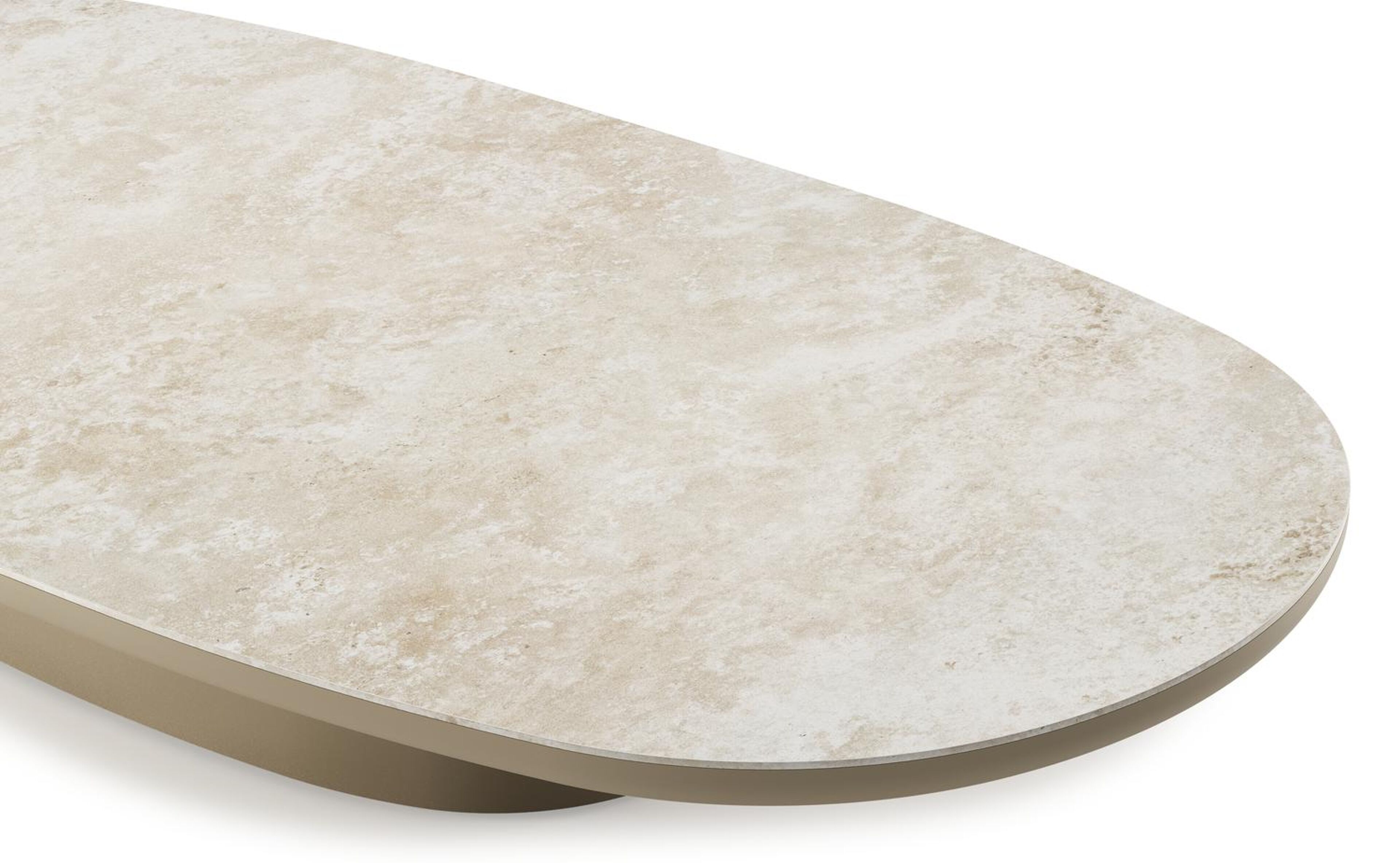 Amico loungetafel bombo in beige aluminium en volkeramiek Rapolano - L 171 x B 89 x H 24 cm