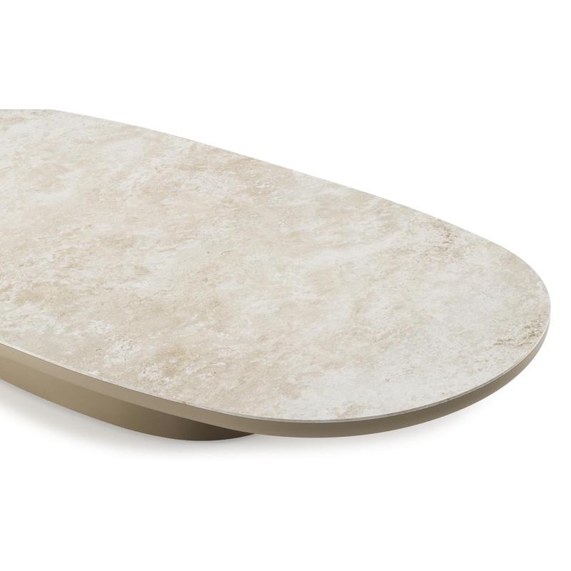 Table de basse Amico bombo en aluminium beige et céramique pleine Rapolano - Lg. 171 x Lrg. 89 x Haut. 24 cm