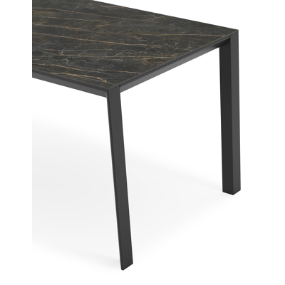 Malito tuintafel in zwart aluminium en volkeramiek black obsession - L 180 x B 80 x H 75 cm