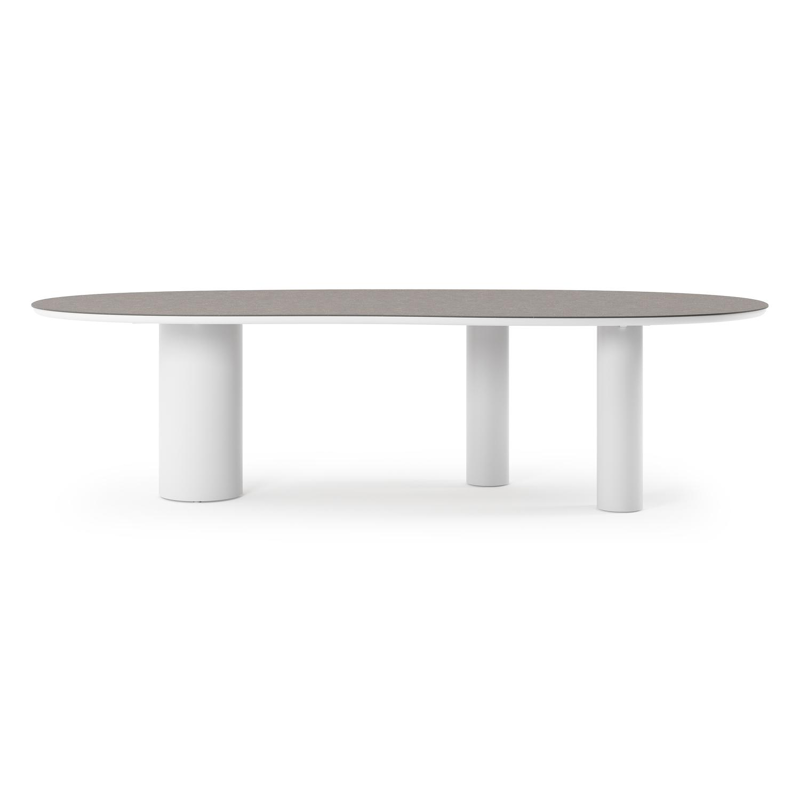 Table de jardin Organo organique en aluminium blanc et céramique pleine Wulong - Lg. 280 x Lrg. 120 x Haut. 74 cm