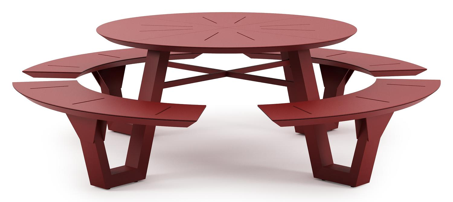 Rondino picknicktafel rond in ruby aluminium - Dia. 236 x H 71.5 cm