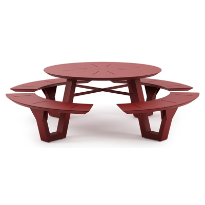 Rondino picknicktafel rond in ruby aluminium - Dia. 236 x H 71.5 cm