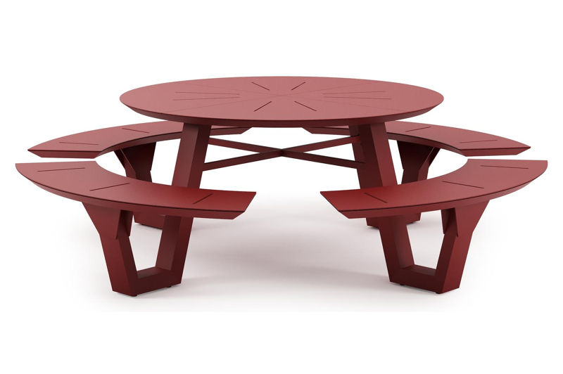 Rondino picknicktafel rond in ruby aluminium - Dia. 236 x H 71.5 cm