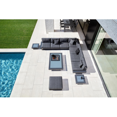 Nano loungetafel in zwart aluminium en zwart glas - L 160 x B 100 x H 25 cm