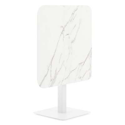 Fano kantelbare tuintafel vierkant afgerond in wit aluminium en volkeramiek calacatta - L 80 x B 80 x H 72.5 cm