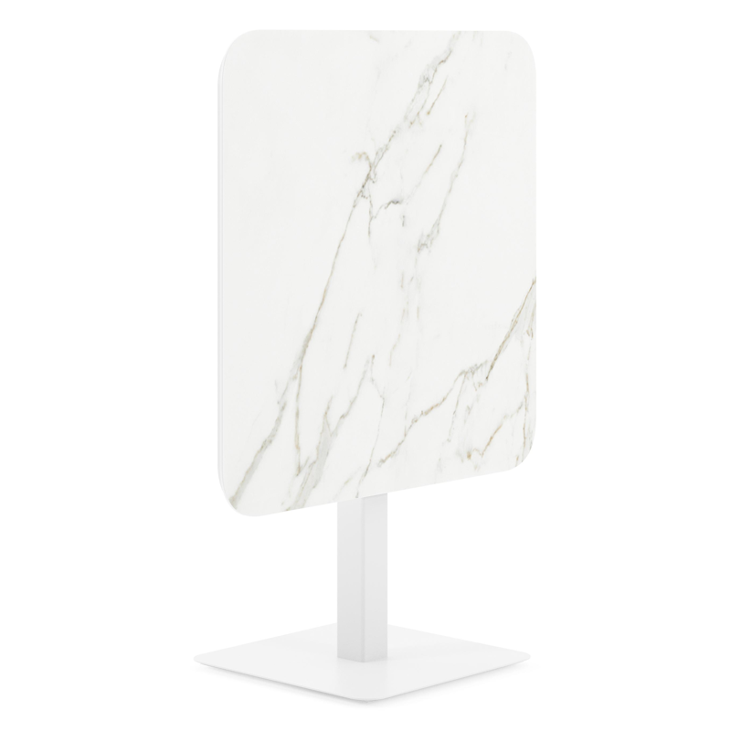 Fano kantelbare tuintafel vierkant afgerond in wit aluminium en volkeramiek calacatta - L 80 x B 80 x H 72.5 cm