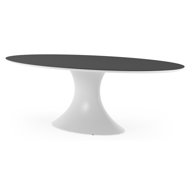 Fano tuintafel ovaal in wit aluminium en volkeramiek Nero Black - L 240 x B 135 x H 75 cm