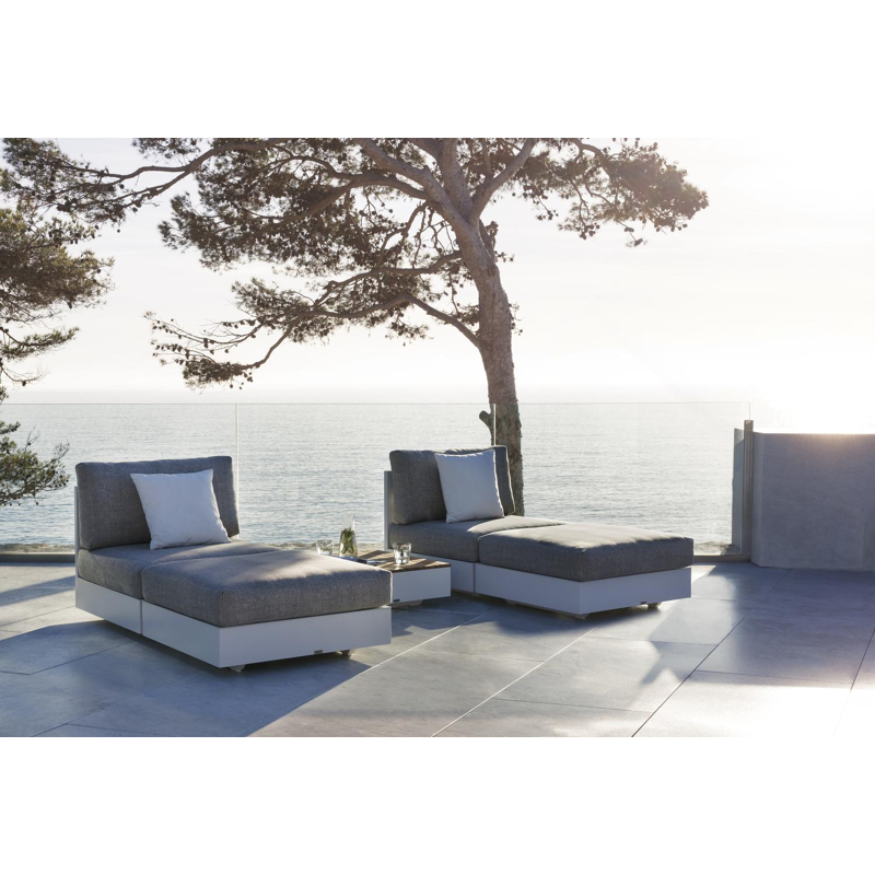 Como loungestoel in wit aluminium met marbella beige all weather cosytica kussen
