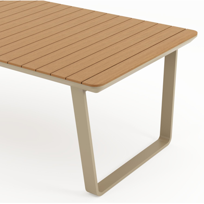 Alora tuintafel rechthoekig in beige aluminium en polywood - L 220 x B 100 x H 74 cm