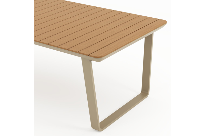 Alora tuintafel rechthoekig in beige aluminium en polywood - L 220 x B 100 x H 74 cm