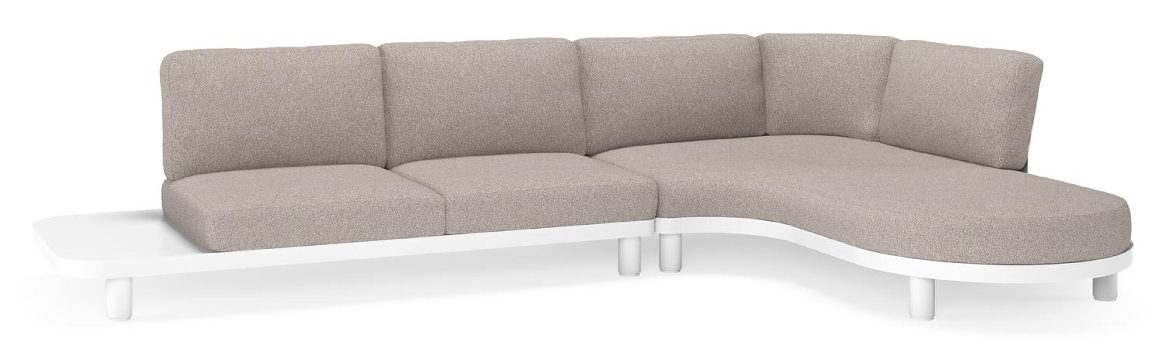 Donato loungehoek in wit aluminium met all weather sunbrella® luxe Tundra Charcoal kussen