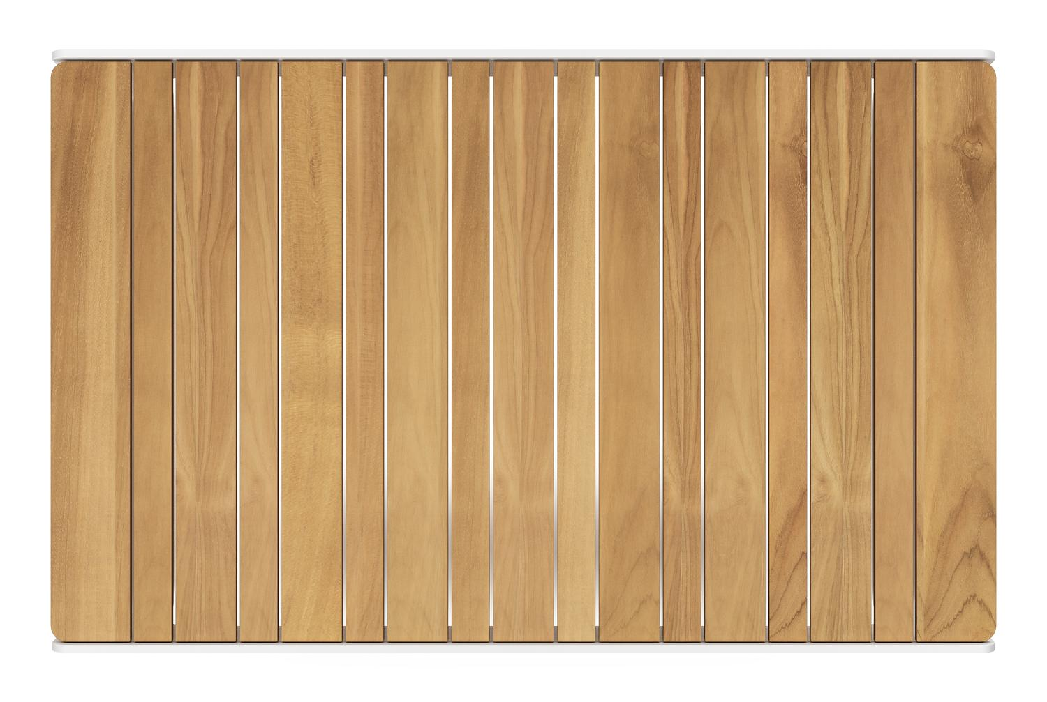 Atessa loungetafel in wit aluminium en naturel teak - L 117,5 x B 70 x H 30 cm