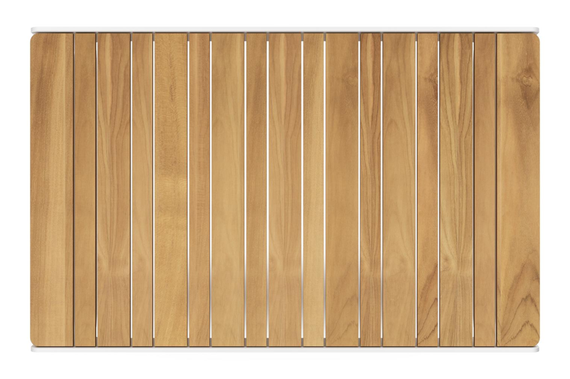 Atessa loungetafel in wit aluminium en naturel teak - L 117,5 x B 70 x H 30 cm