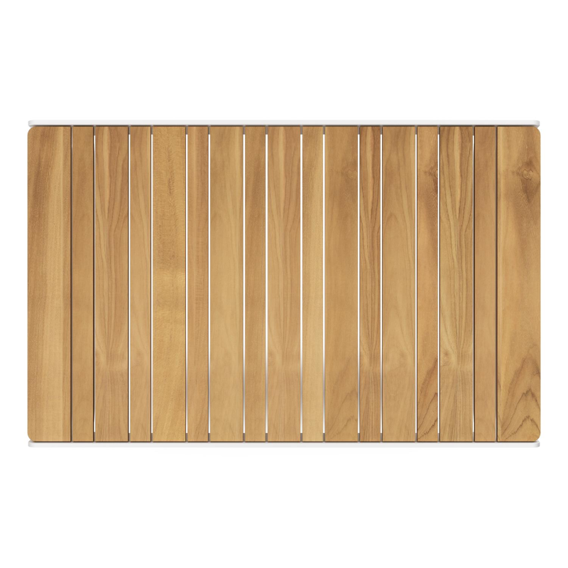 Atessa loungetafel in wit aluminium en naturel teak - L 117,5 x B 70 x H 30 cm