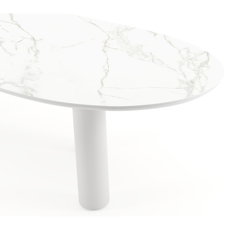 Amico tuintafel organisch in wit aluminium en volkeramiek Calacatta - L 280 x B 120 x H 73.5 cm