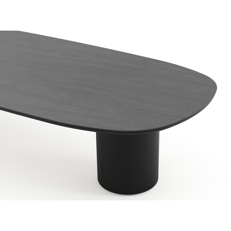 Amico low dining tuintafel bombo in zwart aluminium en volkeramiek Basalt Black - L 320 x B 130 x H 61 cm