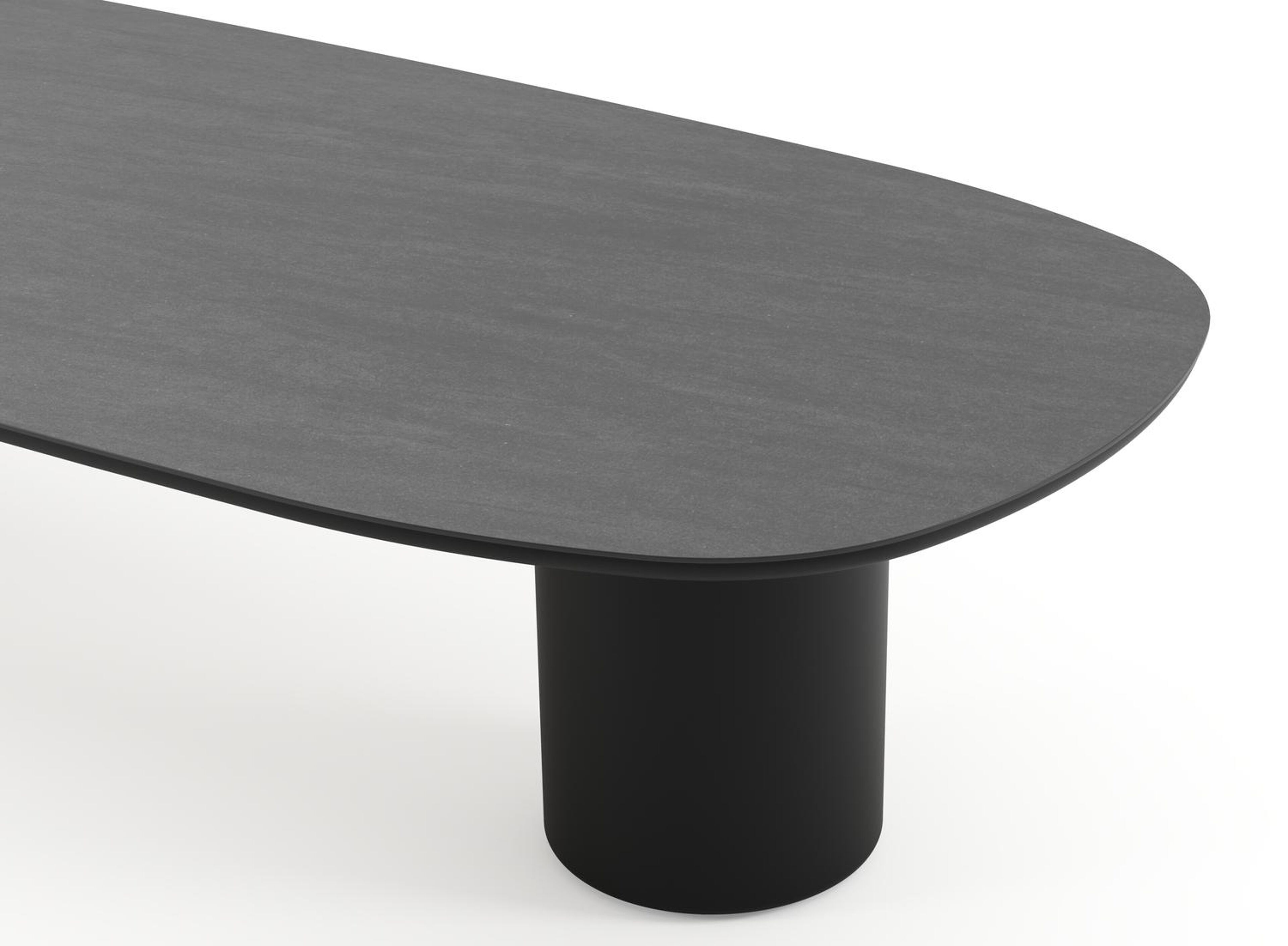 Table de jardin low dining Amico bombo en aluminium noir et céramique pleine Basalt Black - Lg. 320 x Lrg. 130 x Haut. 61 cm