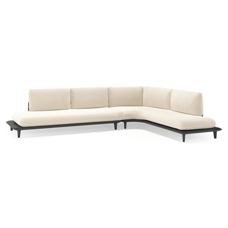 Bomero loungehoek in zwart aluminium met althea off white all weather cosytica kussen