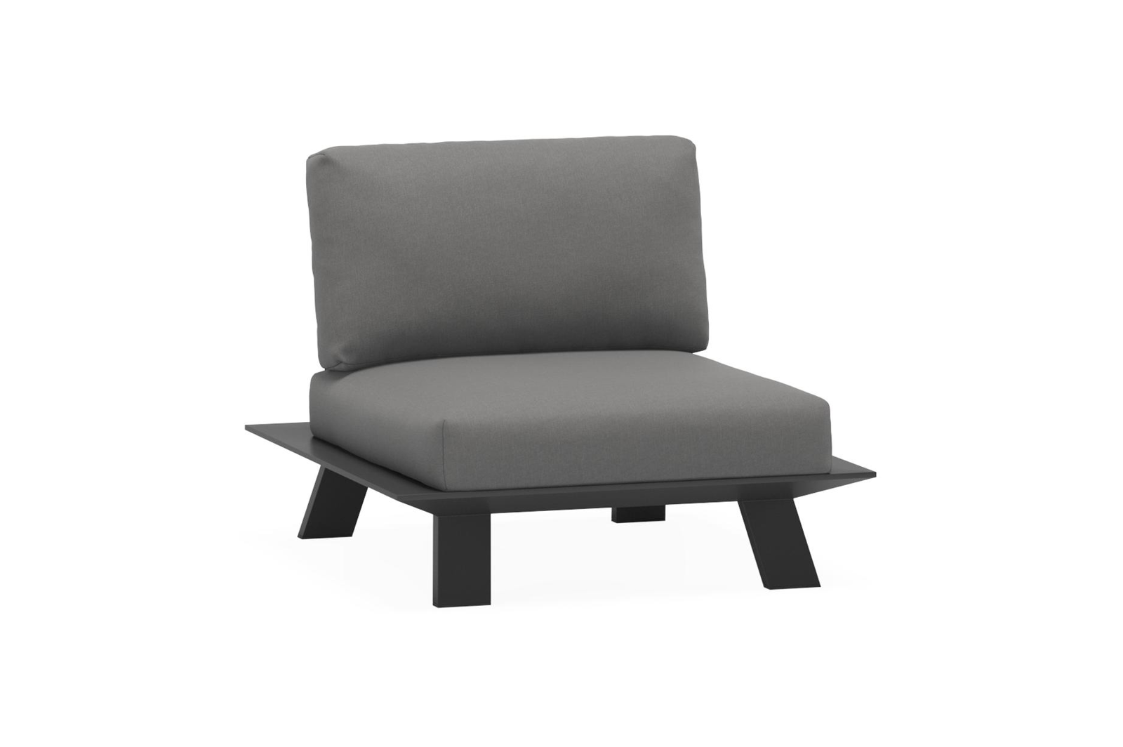Cesano loungestoel 1-zit in zwart aluminium met natte charcoal chine all weather sunbrella® luxe kussen