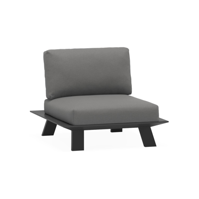 Cesano loungestoel 1-zit in zwart aluminium met natte charcoal chine all weather sunbrella® luxe kussen