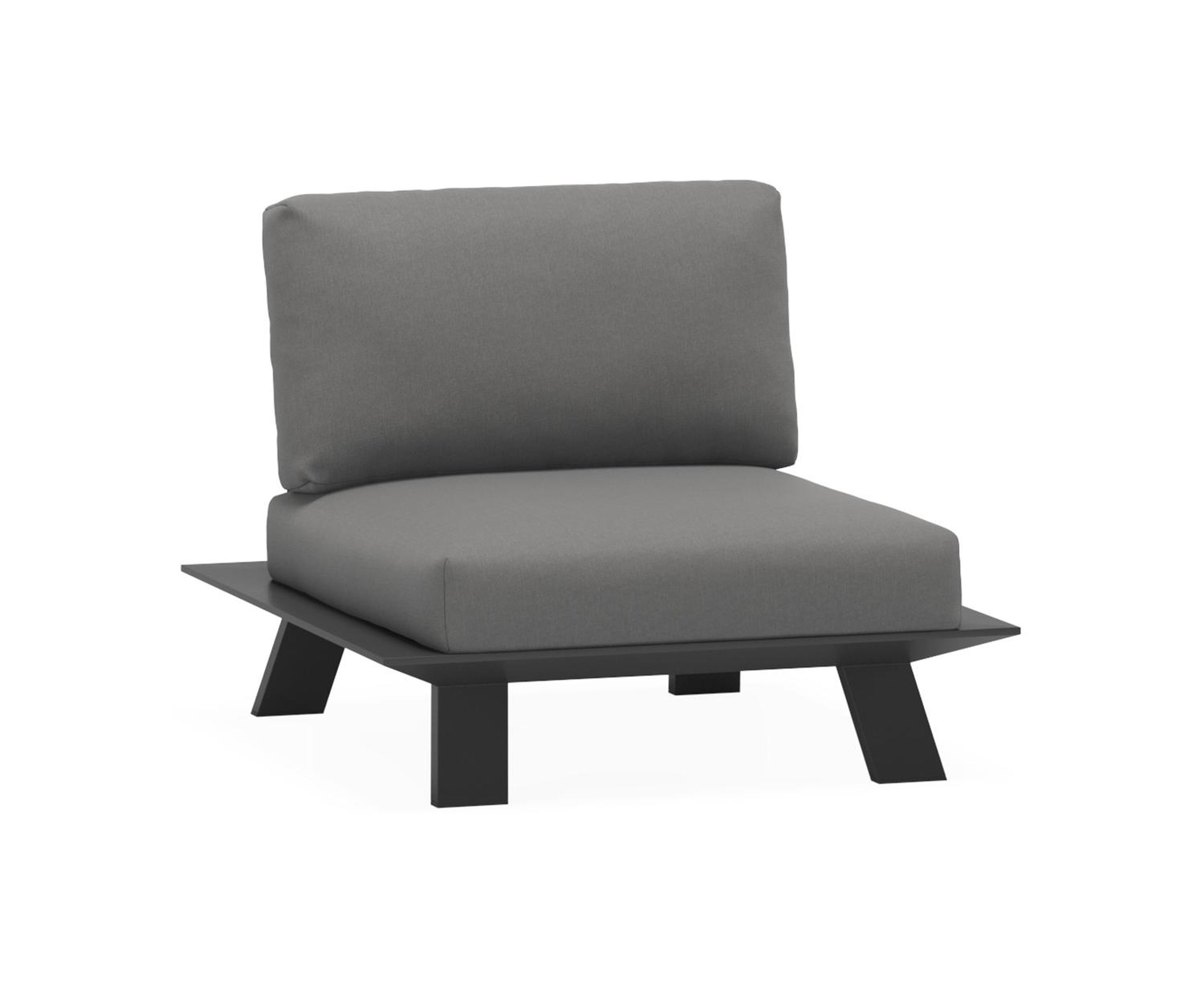 Cesano loungestoel 1-zit in zwart aluminium met natte charcoal chine all weather sunbrella® luxe kussen