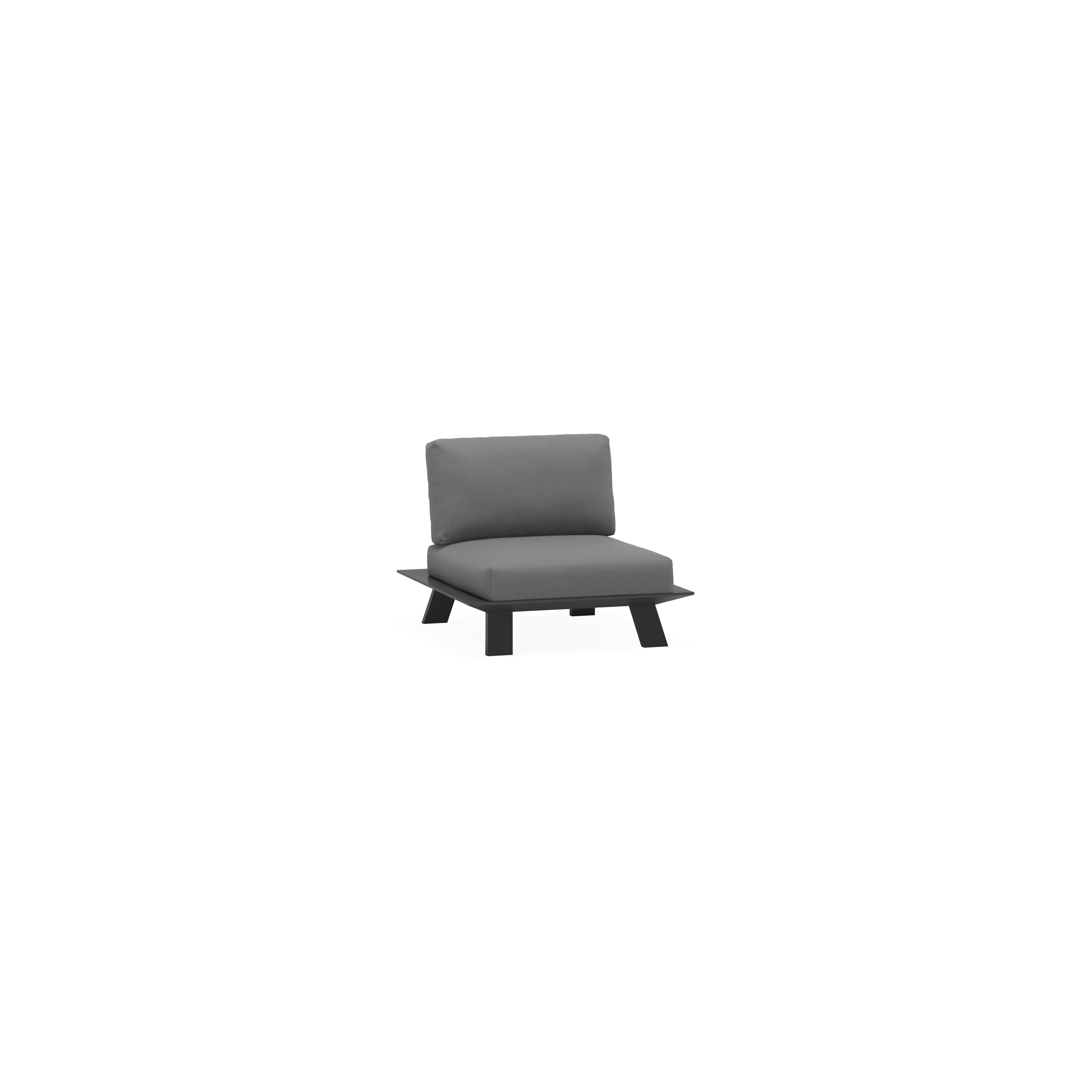 Fauteuil de jardin Cesano en aluminium noir avec coussin en All Weather Sunbrella® luxe natte charcoal chine