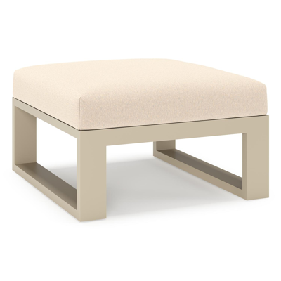 Pouf Verato en aluminium beige et coussin en all weather sunbrella® luxe heritage papyrus