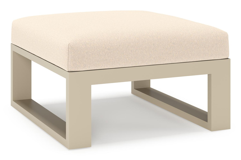 Pouf Verato en aluminium beige et coussin en all weather sunbrella® luxe heritage papyrus