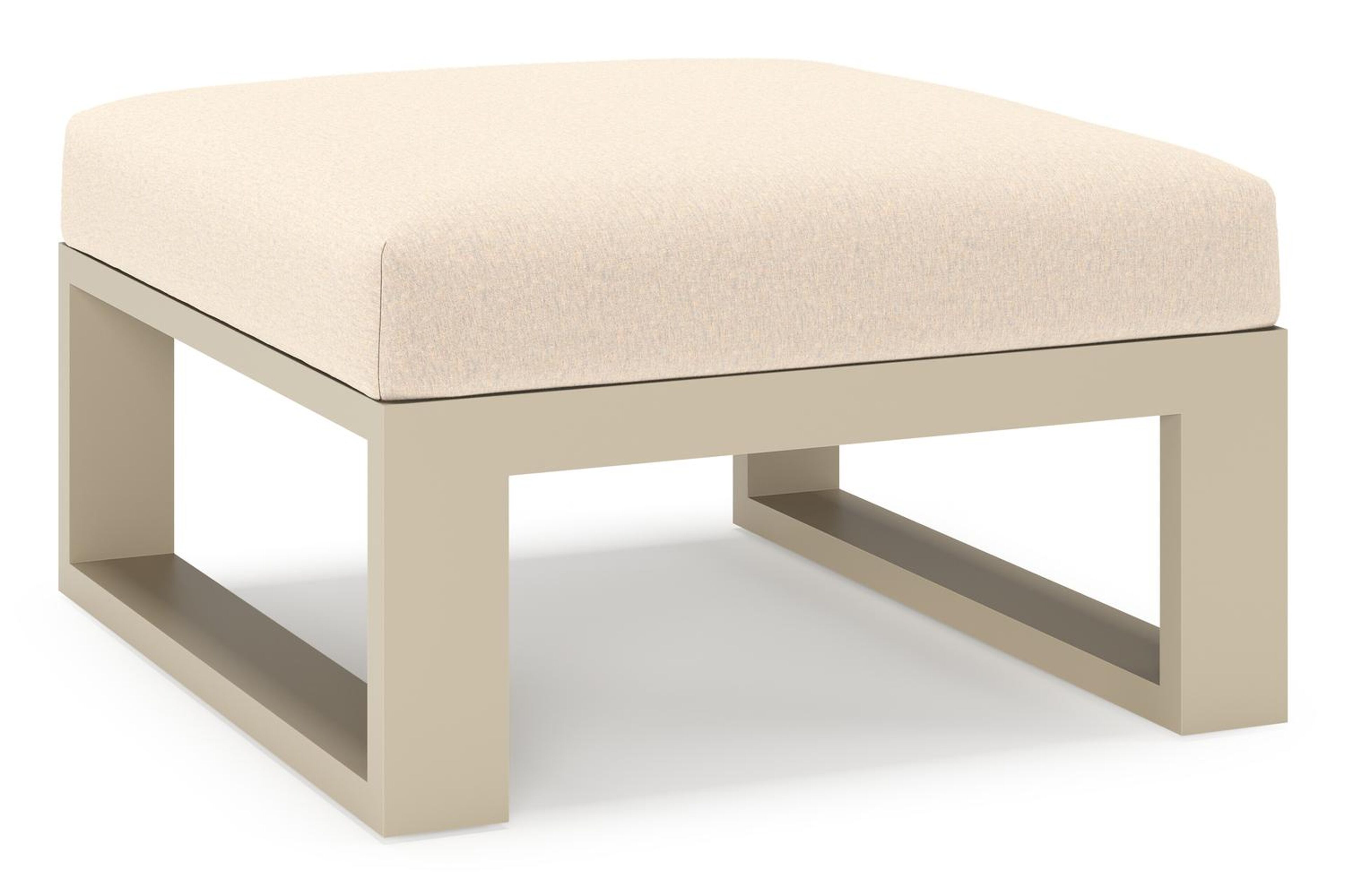 Verato poef in beige aluminium met heritage papyrus all weather sunbrella® luxe kussen