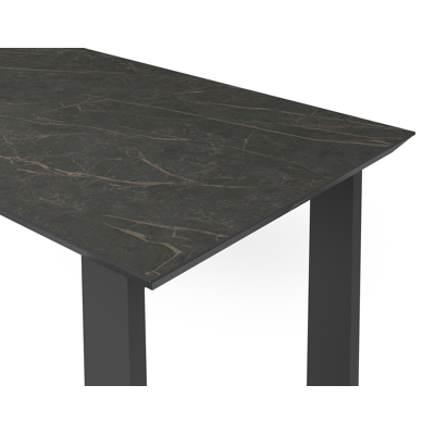 Pagino bartafel in zwart aluminium en volkeramiek black obsession - L 170 x B 70 x H 106 cm