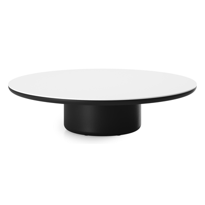 Amico loungetafel rond in zwart aluminium en volkeramiek Arctic White - Dia. 110 x H 28 cm