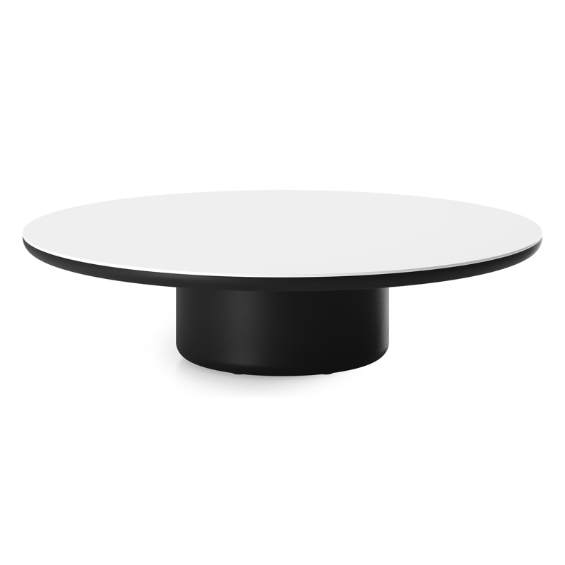 Amico loungetafel rond in zwart aluminium en volkeramiek Arctic White - Dia. 110 x H 28 cm