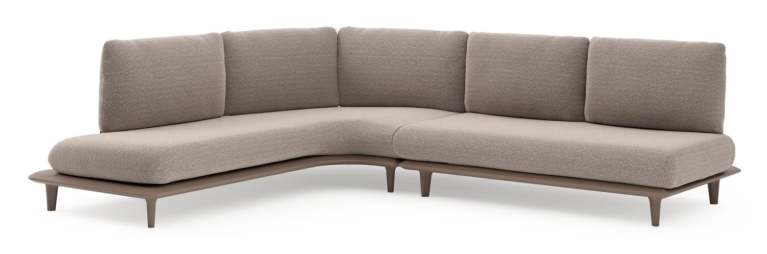 Bomero loungehoek in taupe aluminium met wander manioc all weather sunbrella® luxe kussen