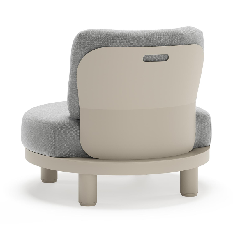 Donato loungestoel in beige aluminium met all weather sunbrella® luxe Savane Grey kussen