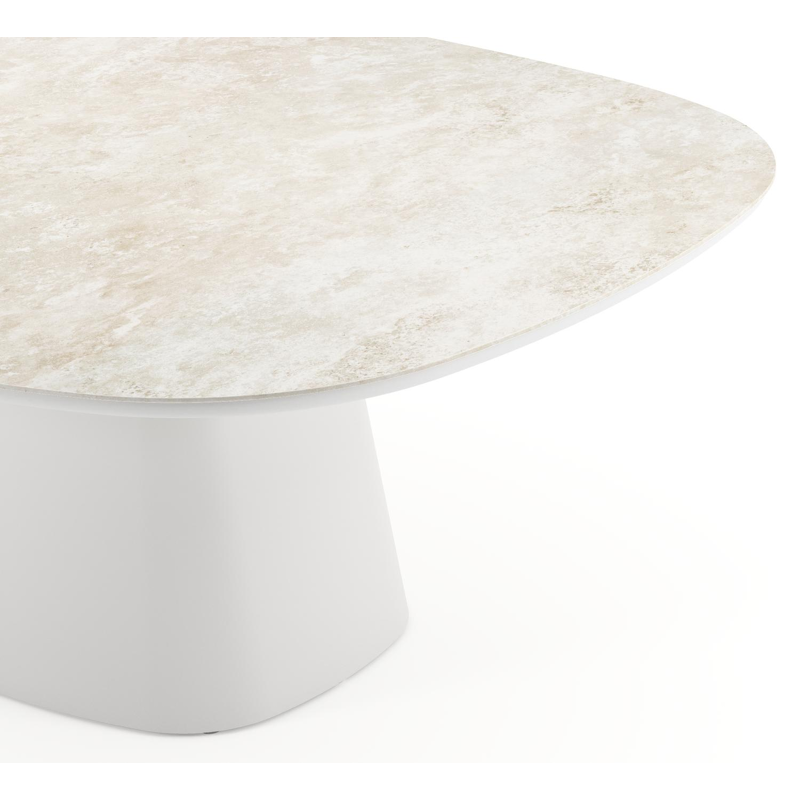Table de jardin Amico bombo xl en aluminium blanc et céramique pleine Rapolano - Lg. 210 x Lrg. 148 x Haut. 73.5 cm