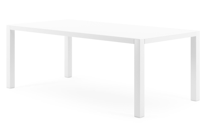 Como tuintafel in wit aluminium en volkeramiek arctic white - L 200 x B 100 x H 75 cm