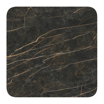 Fano kantelbare tuintafel vierkant afgerond in zwart aluminium en volkeramiek black obsession - L 80 x B 80 x H 72.5 cm