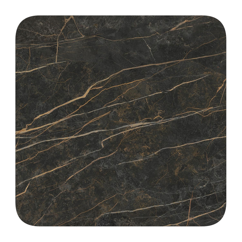 Fano kantelbare tuintafel vierkant afgerond in zwart aluminium en volkeramiek black obsession - L 80 x B 80 x H 72.5 cm