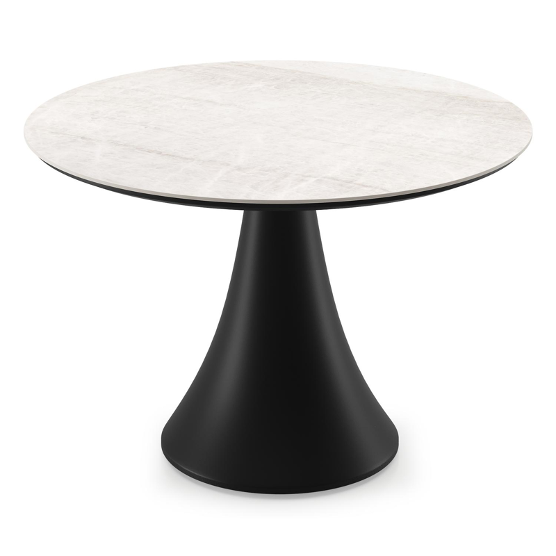 Fano low dining loungetafel rond in zwart aluminium en volkeramiek Taj Mahal - Dia. 85 x H 55 cm