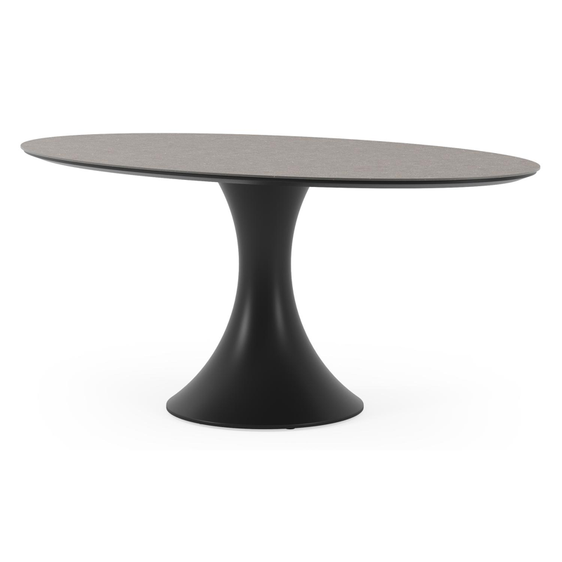 Table de jardin Fano ovale en aluminium noir et céramique pleine wulong - Lg. 180 x Lrg. 110 x Haut. 75 cm